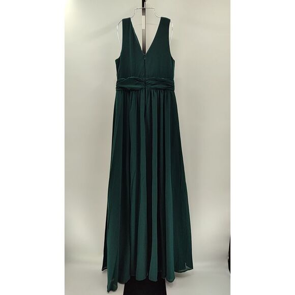Lulus Women Thoughts Of Hue Surplice Maxi Dress Green Basic Sleeved Large - Picture 3 of 3
